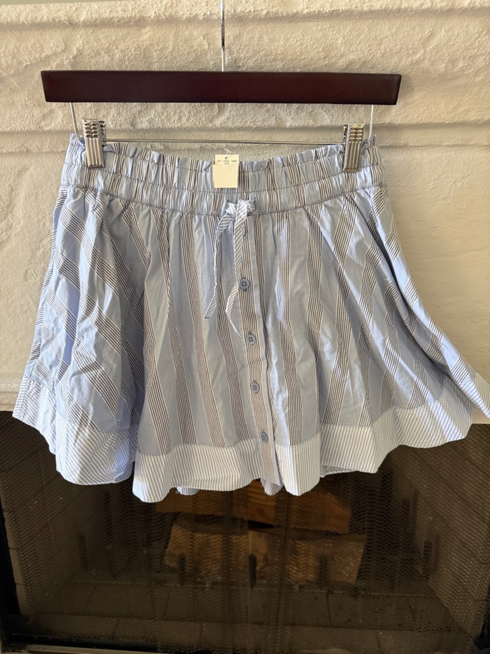 Aerie Light Blue Striped Button-Front Skort